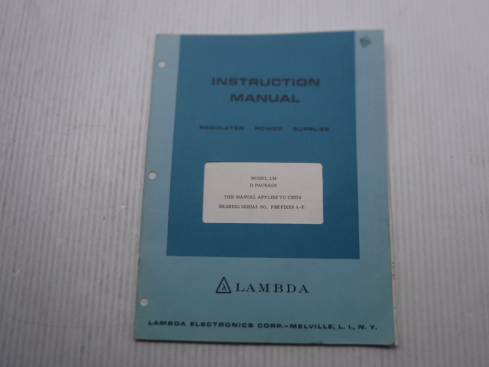 Lambda LM D Package Regulated Power Supplies Manual IM-LMD