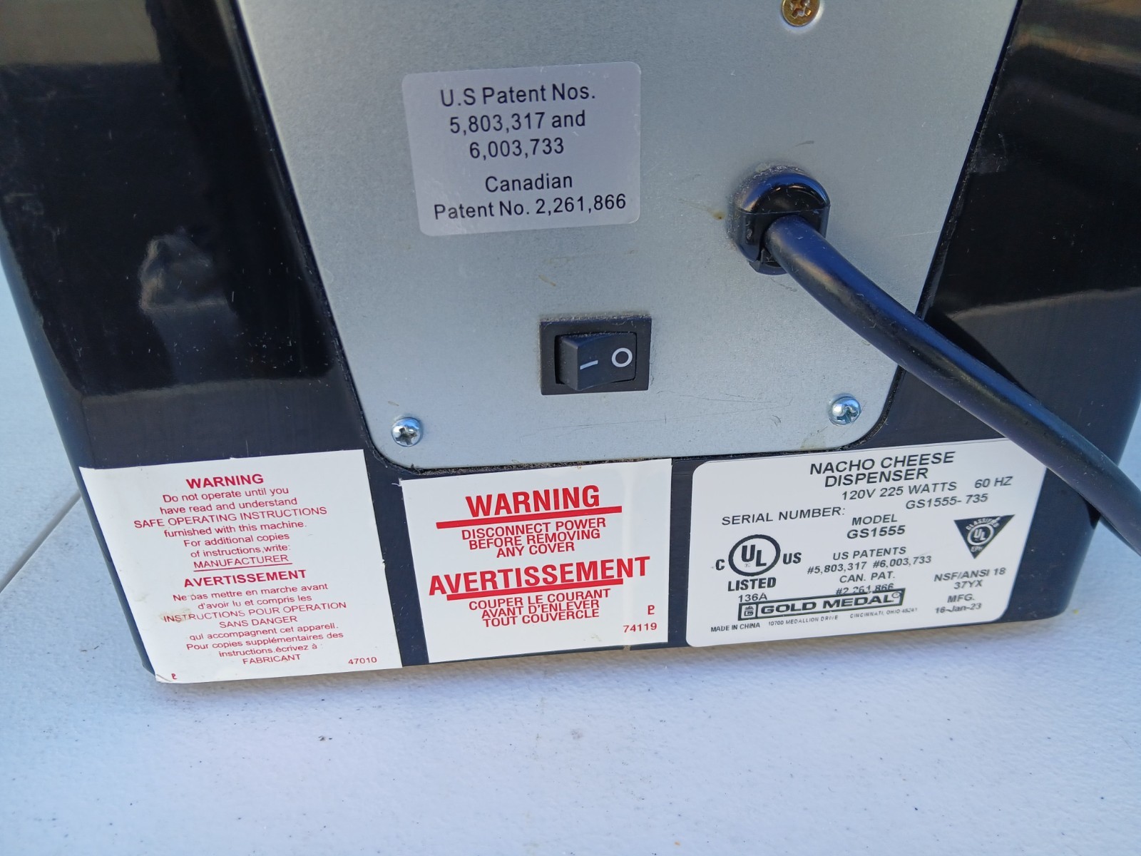 Gold Medal Nacho Cheese Dispenser GS1555 – 120V – Minor Repair/Cleaning