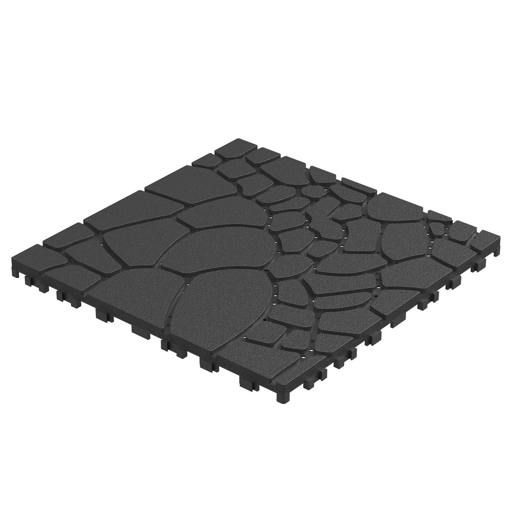 12" Stone Texture Interlocking Deck Tiles, DIY Patio Flooring, Easy Installation