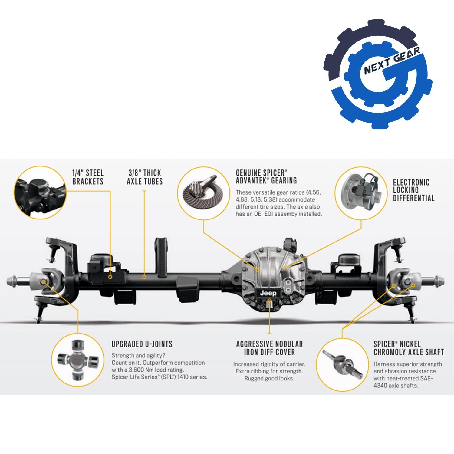 Mopar Dana 44 AdvanTEK Front Axle 4.88 Ratio 18-26 Wrangler JL 77072528 NEW OEM