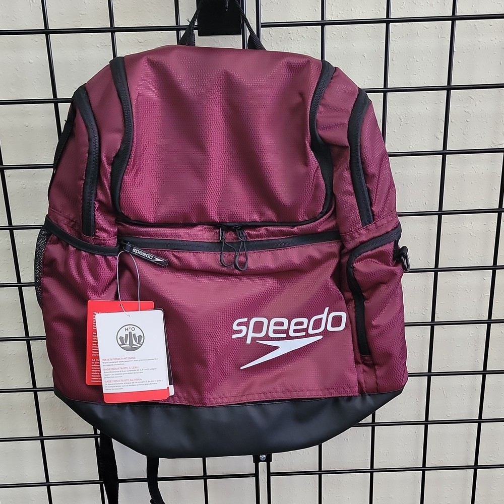 Speedo Teamster 2 Backpack Maroon Black Outer Pockets Adjustable Strap