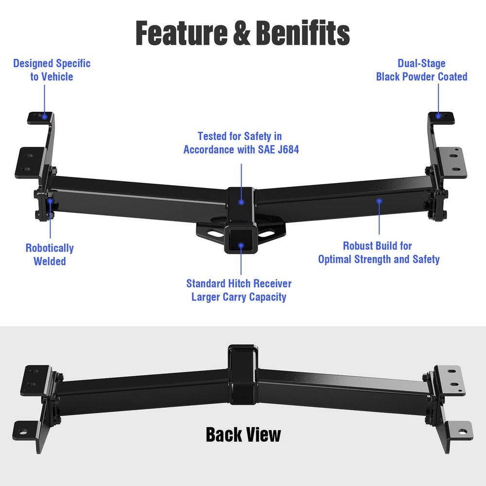 2 Inch Trailer Hitch Receiver for Ford E-150 E-250 E-350 2003-2014