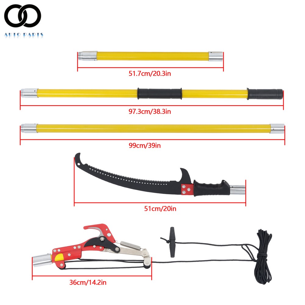 Manual Pole Saw 27 ft Extendable Tree Pruner, Sharp Steel Blade and Scissors