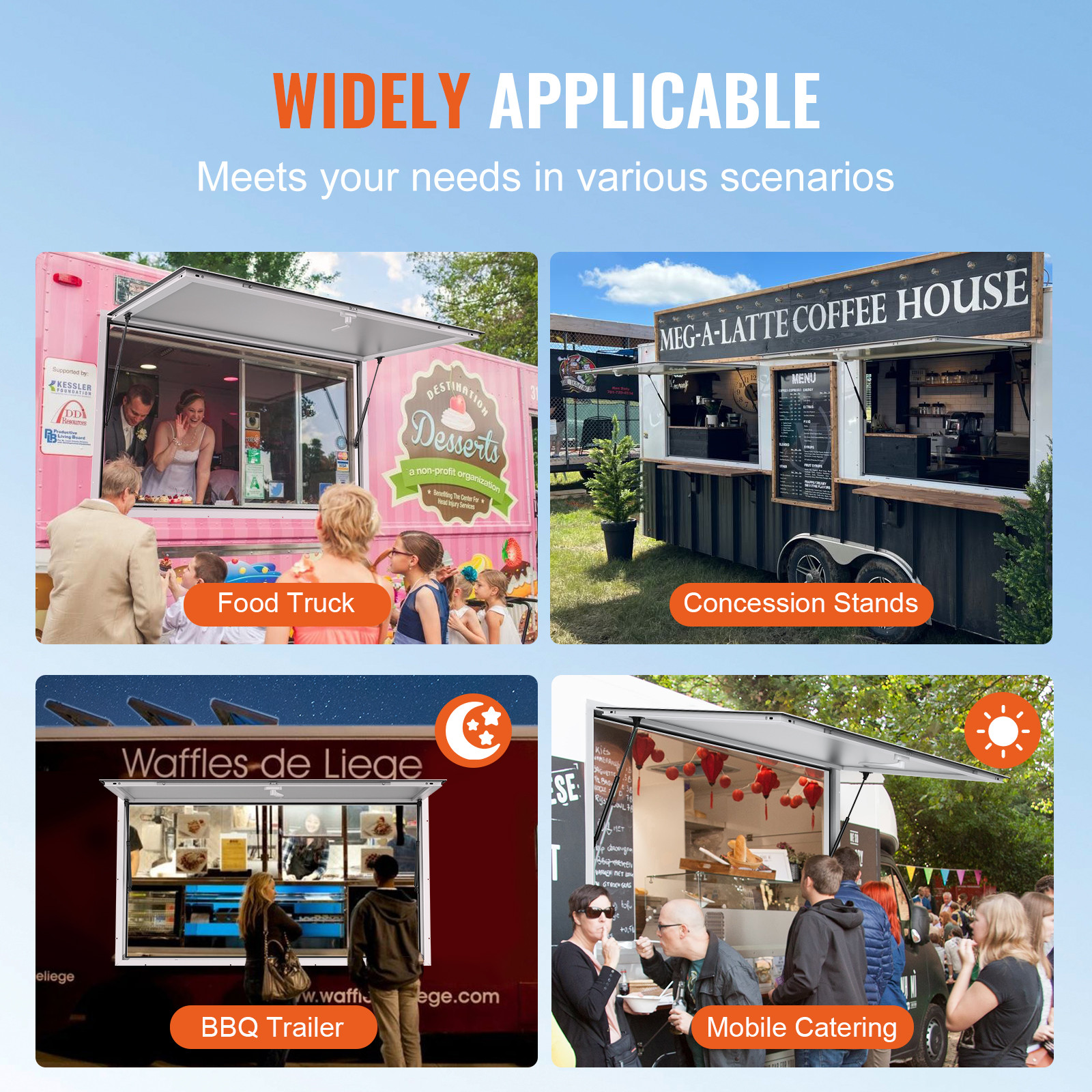 VEVOR 36"L x 36"W Concession Stand Serving Window Food Truck Service Awning