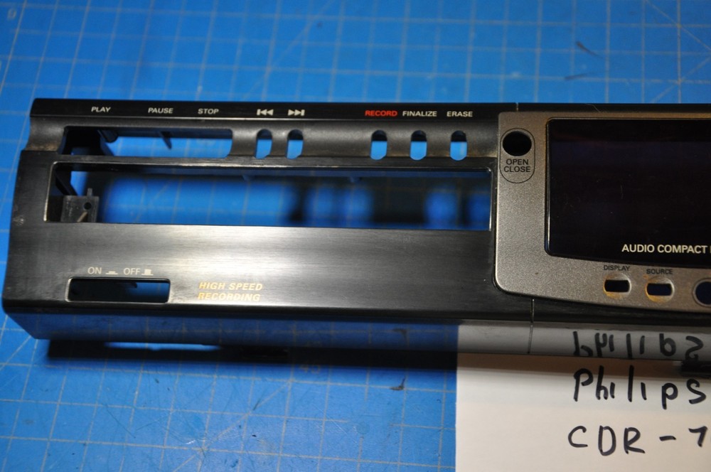 Philips CDR-765 CD Recorder Replacement Parts Front Face Panel Plate