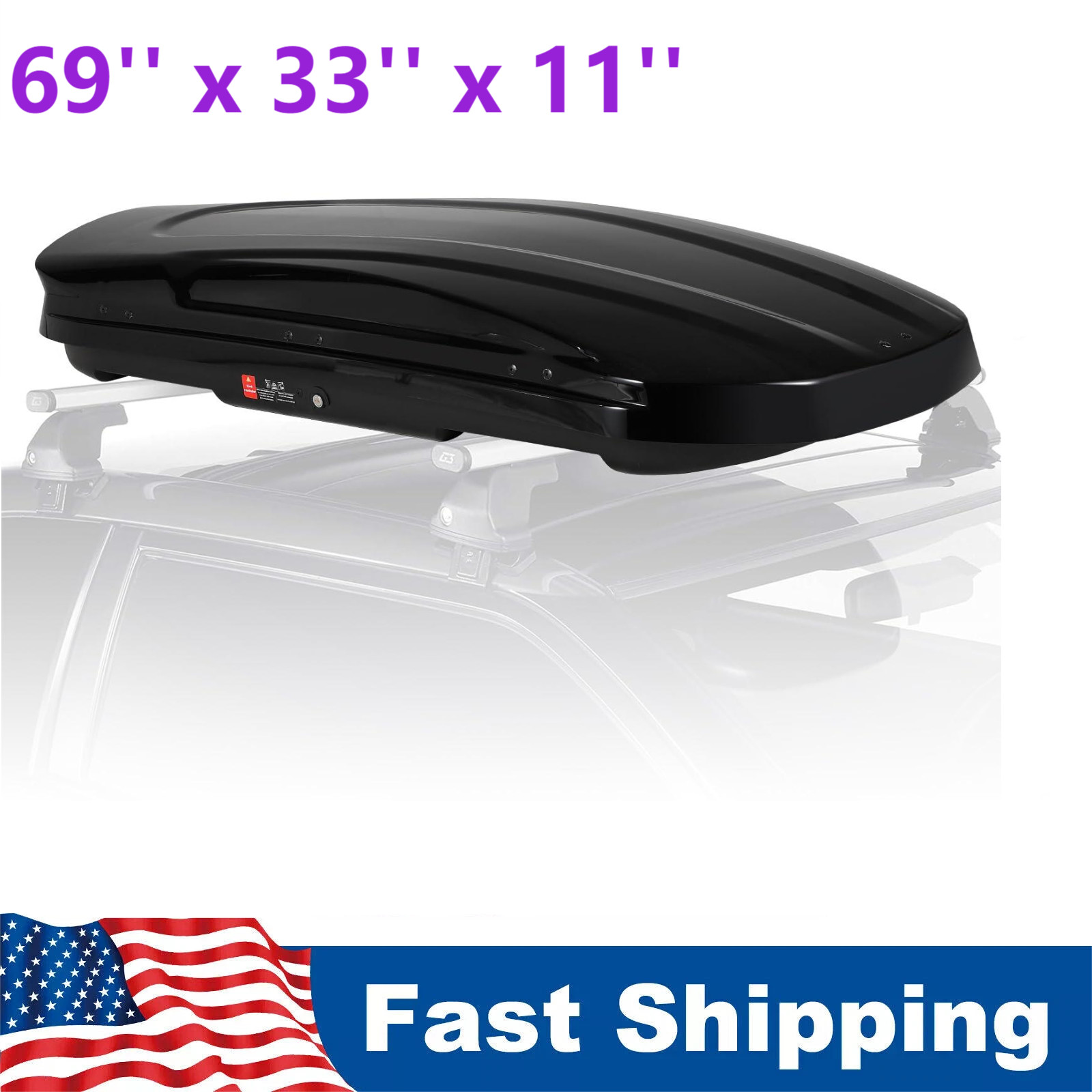 Heavy Duty Hard Shell Roof Top Cargo Carrier Waterproof Storage Box 17 Cu. Ft.