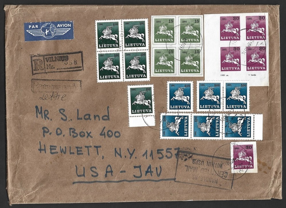 Lithuania 1992-93 covers to US (12)