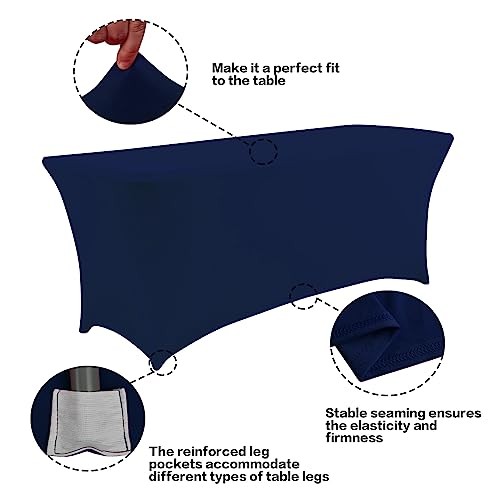 2 Pack 6FT Table Cloth for Rectangular Fitted Events 6 Ft - 2 Pcs Jean Blue