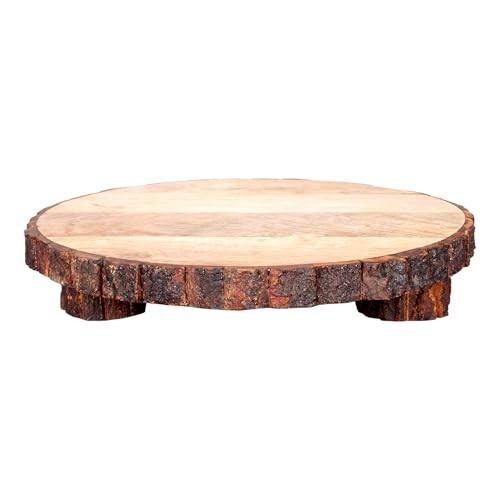 Rustic Mango Wood Pedestal Stand - Decorative Riser for Kitchen, Home Décor & Pl