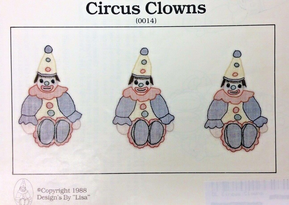 DESIGN'S BY LISA SHADOW STITCHING #0014 CIRCUS CLOWNS