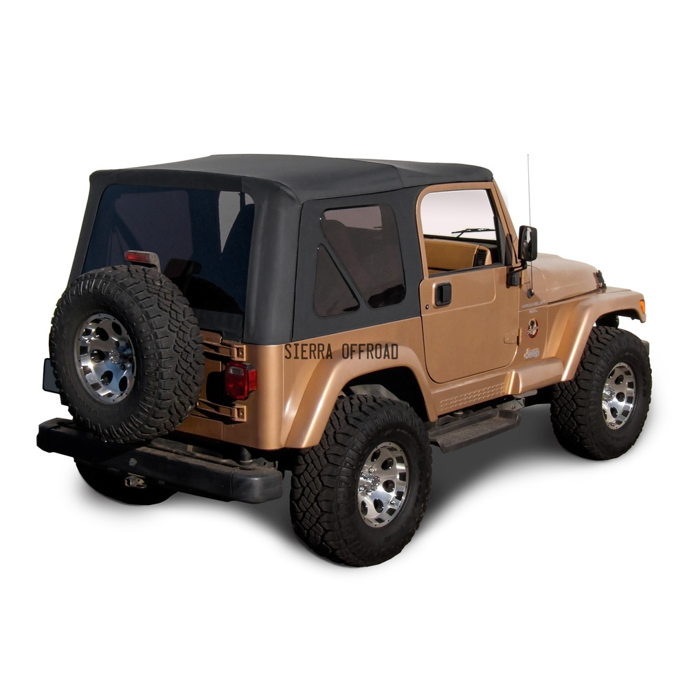 Jeep Wrangler TJ Soft top Replacement, 1997-2006, w/ Tinted Windows, Black Denim