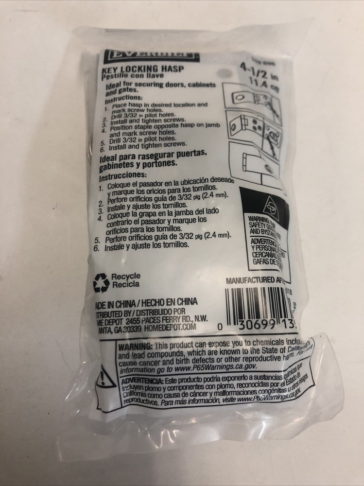 Everbuilt 4.5" Key Locking Hasp (chrome) - 519 898