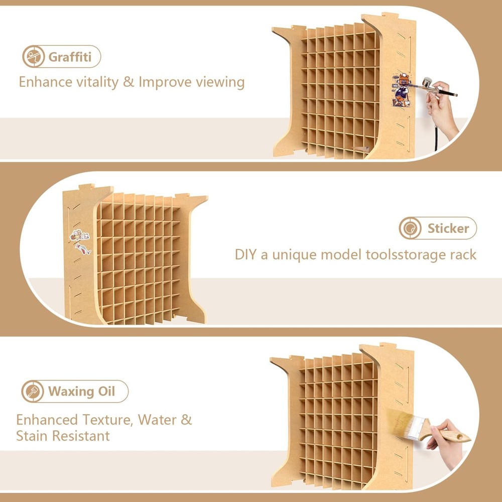 Large Capacity Plastic Model Tool Storage Paint Rack - Holds 72 Pieces, Compa...