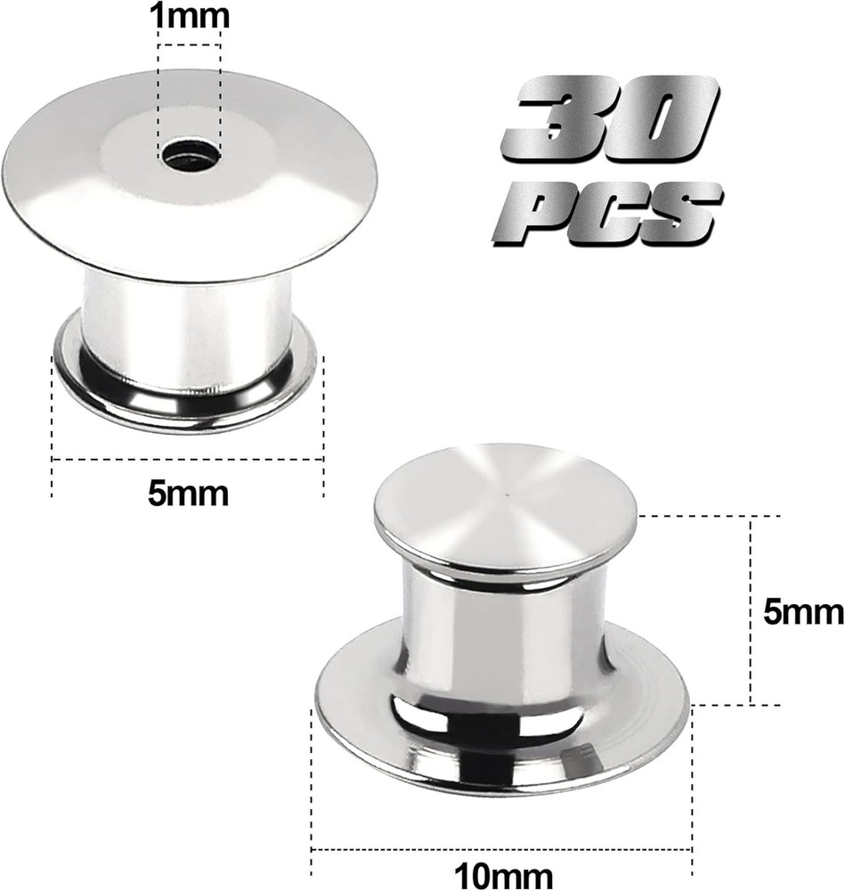 30 Pieces Metal Pin Backs Locking Keepers Clasp Silver