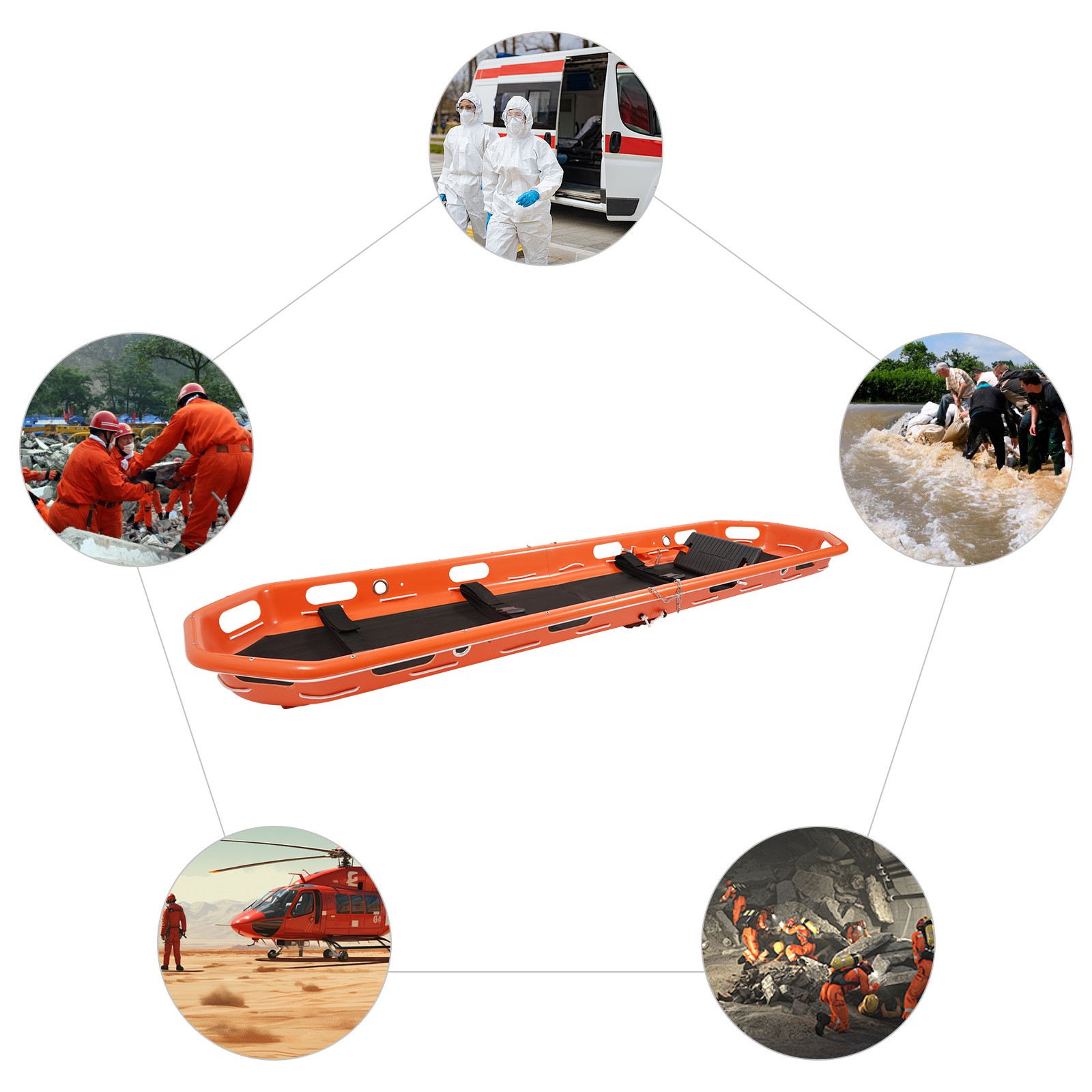 Rescue Basket Stretcher Basket Emergency Stretcher w/ Lift Sling 270kg/595.25lbs