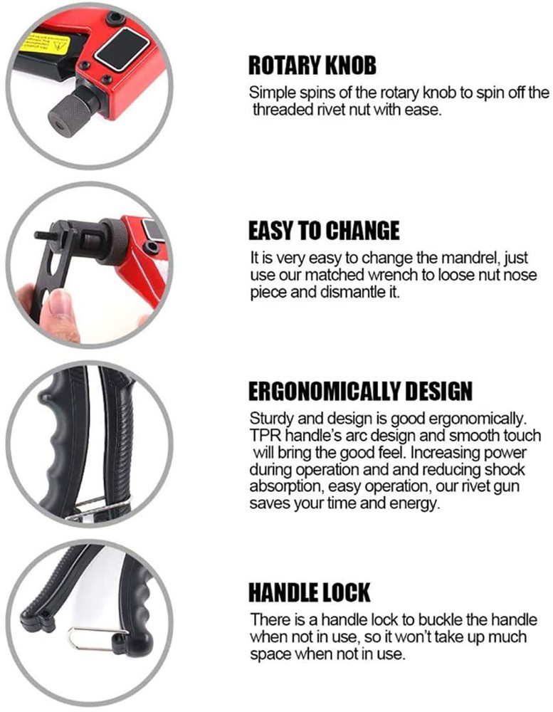 Rivet Gun Kit Rivnut Thread Setting Tool Nut Setter NutSert Metric SAE Riveting