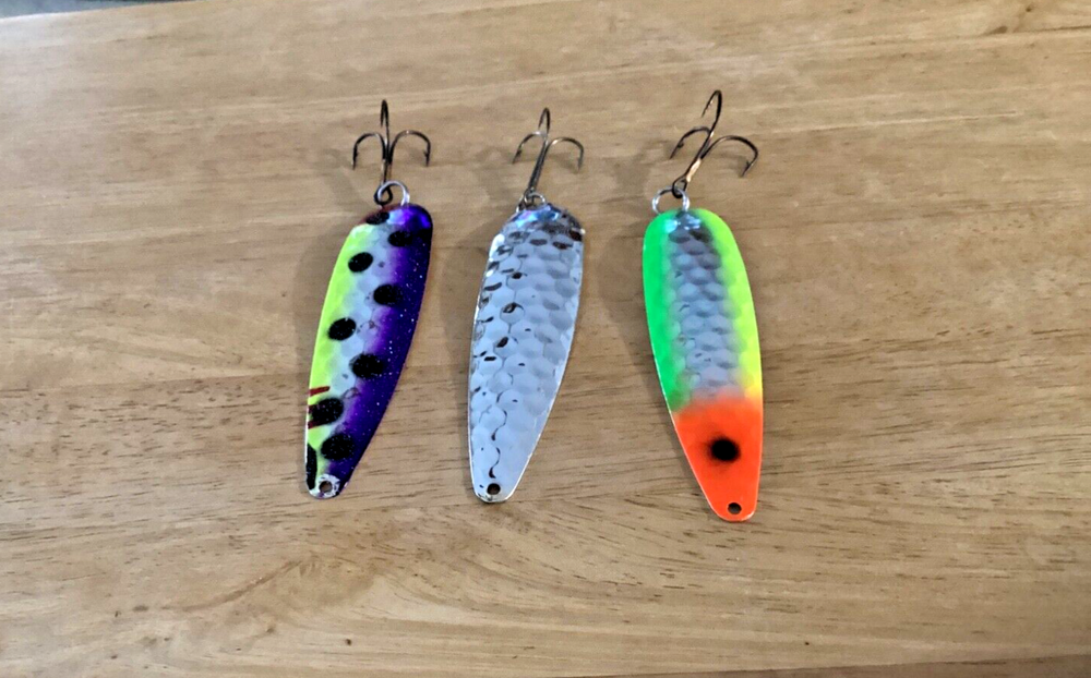 THREE (3) Magnum Silver Streak Trolling Spoons-NICE Pre-owned