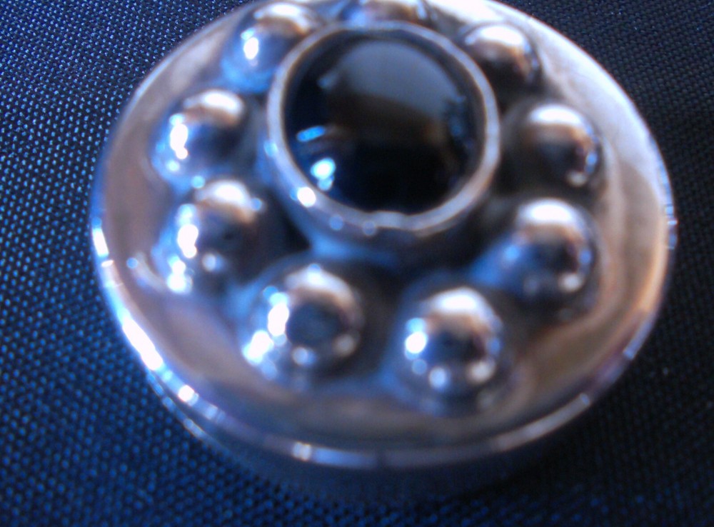 SOLID SILVER Beautiful PILL POT With Gem Stone Hallmarked Denmark