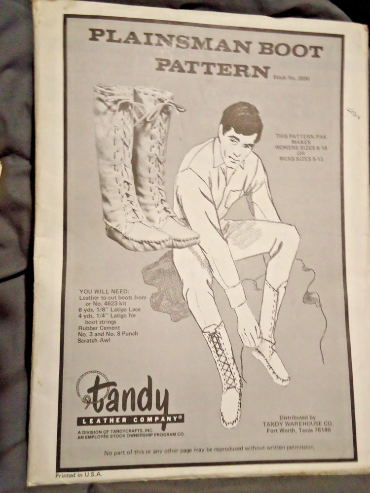 Tandy Leather Plainsman Boot Pattern and more.