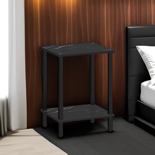 End Table Side Table Nightstand 2-Tier Storage Shelf Sofa Side Table Small Space