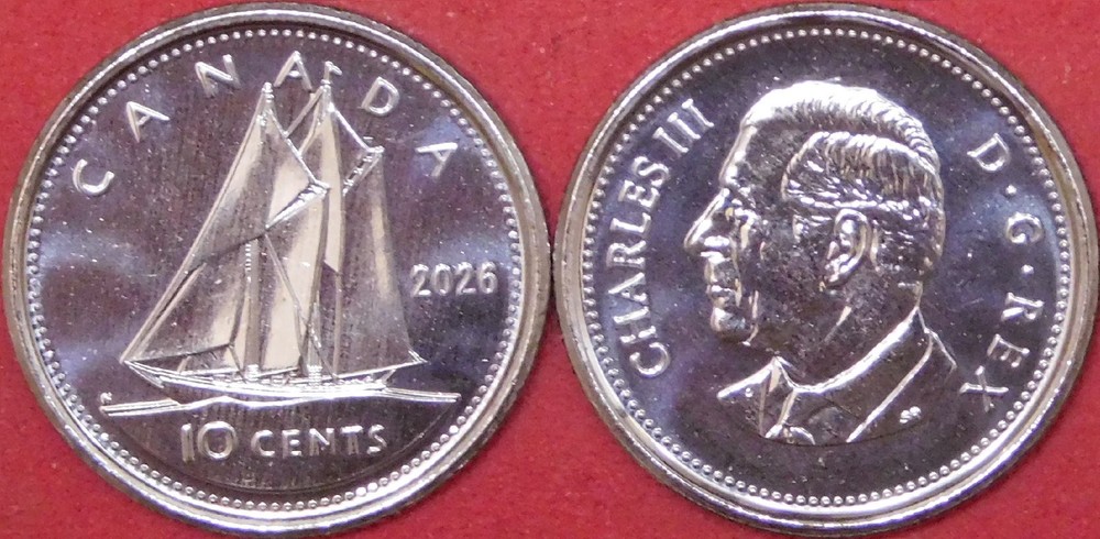 Brilliant Uncirculated 2026 Canada 10 Cents From Mint's Roll