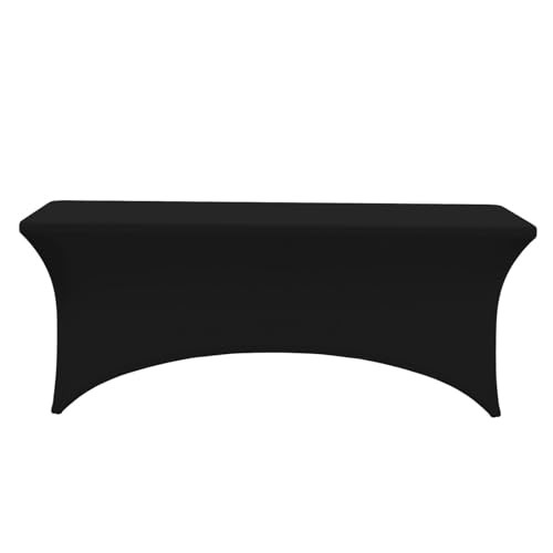 Custom Fitted Table Cloth for 6ft Table Stretch 72" x 30" (Rectangular) Black01