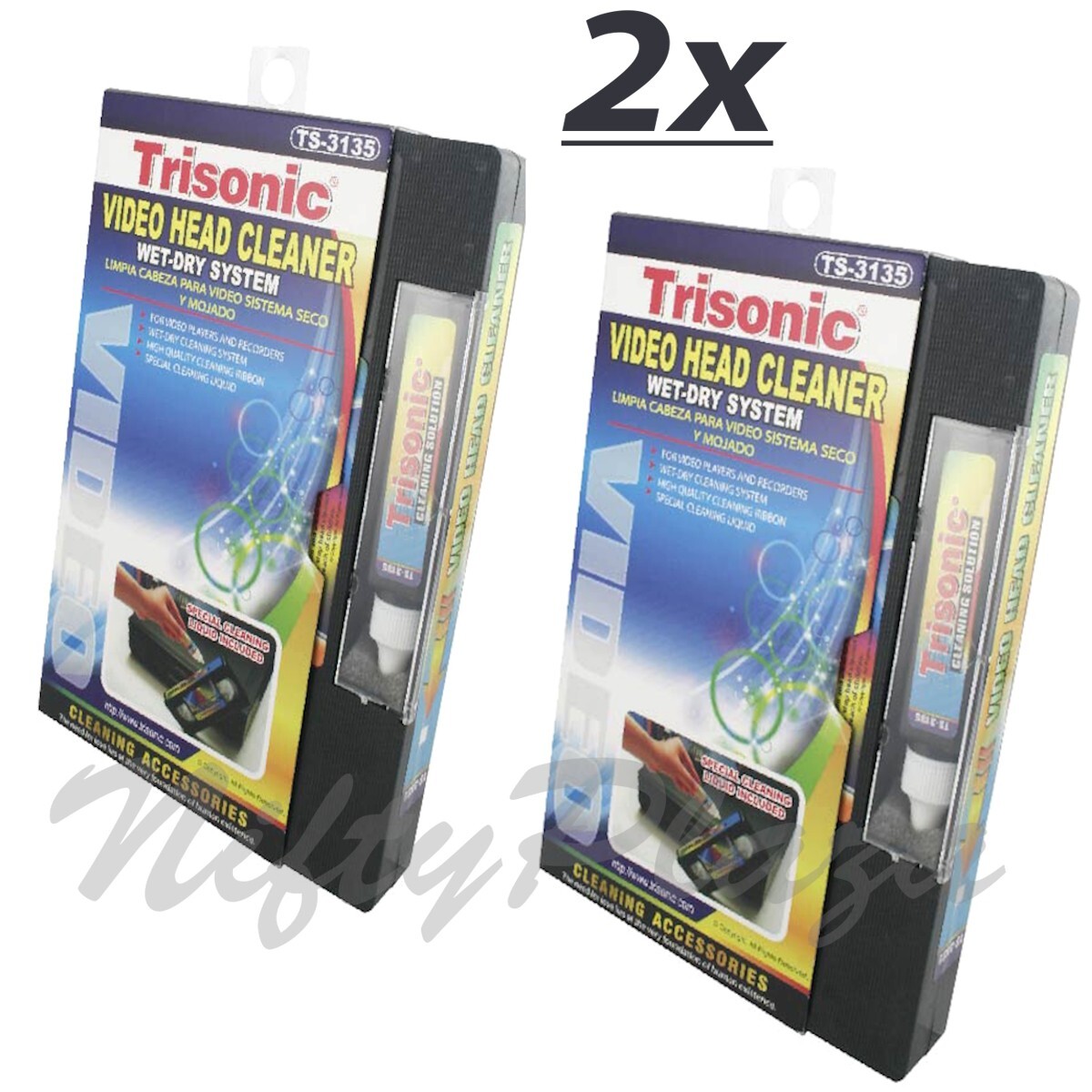 Video Head Cleaner Wet or Dry Video Players, Recorders Cleaning Liquids - 2 Pack