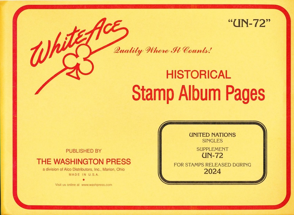 WHITE ACE 2024 United Nations Singles Stamp Album Supplement UN-72 NEW!