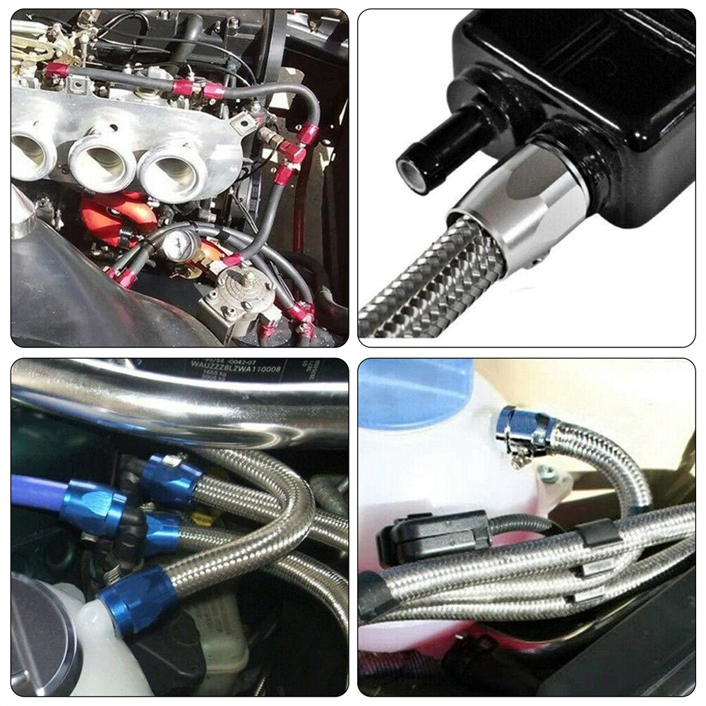 4PCS 8AN AN8 1/2" 18mm ID Fuel Hose Line End Cover Clamp Finisher Fitting Black