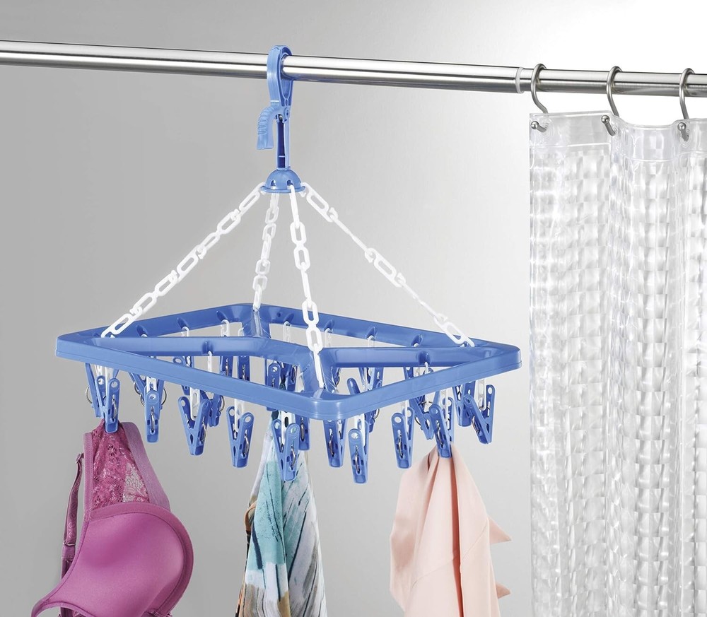 Clothes Drying Rack Plastic 26 Clips Collapsible Adjustable Portable