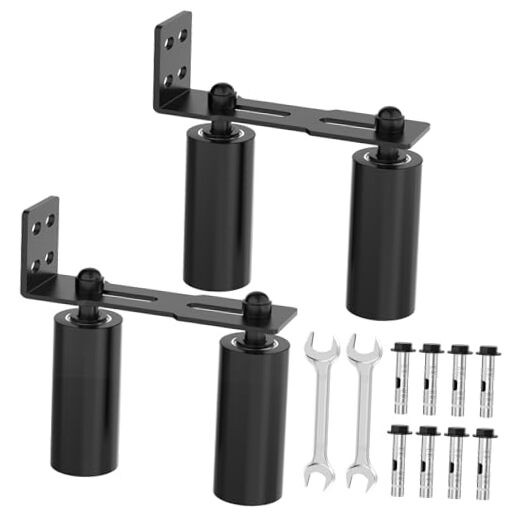 Sliding Gate Guide Rollers & Hardware Kit – Heavy Duty 6" 6in Black-2pcs