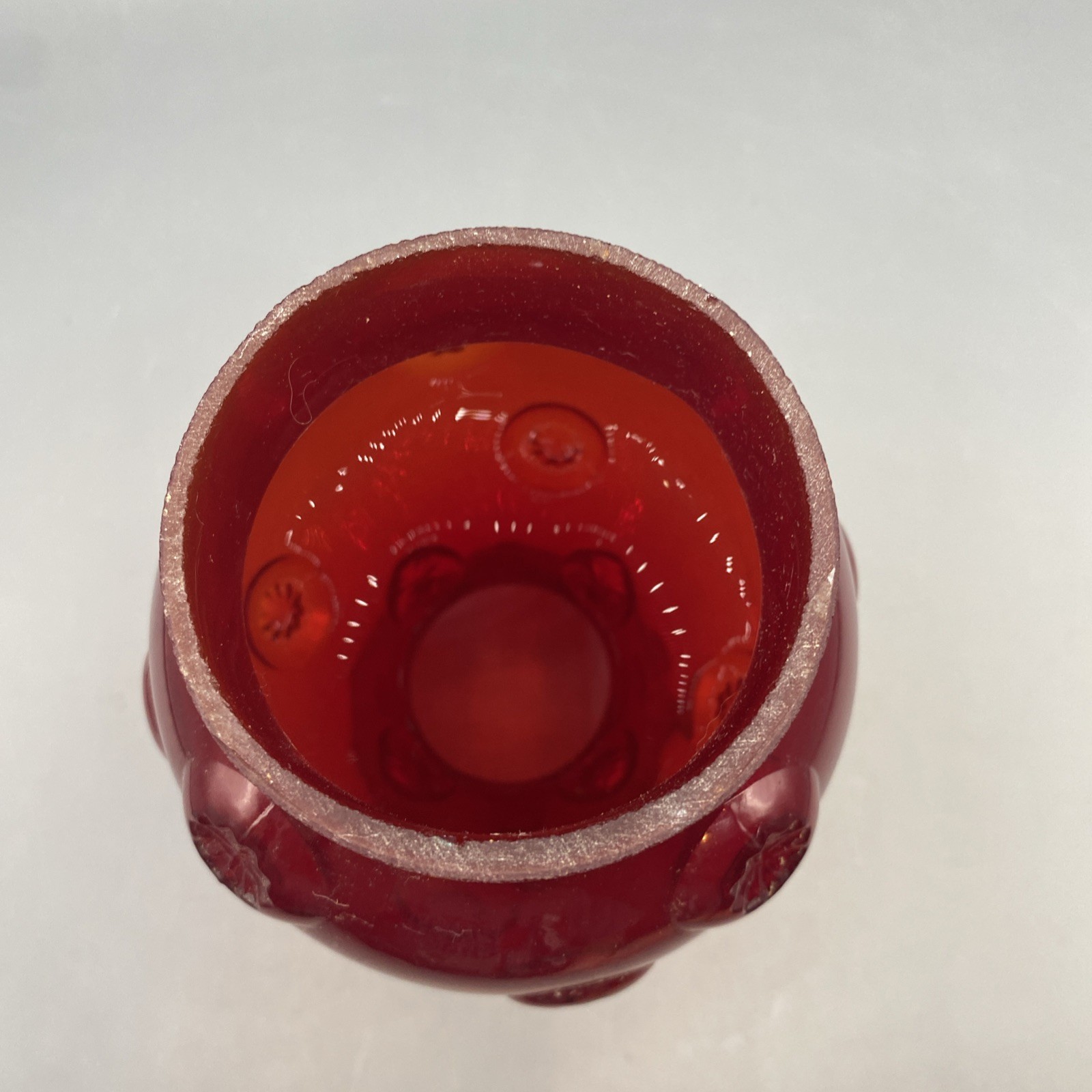 Vintage L E Smith Moon and Star Ruby Red 7.25” Oil Lamp Shade Only 3” Fitter