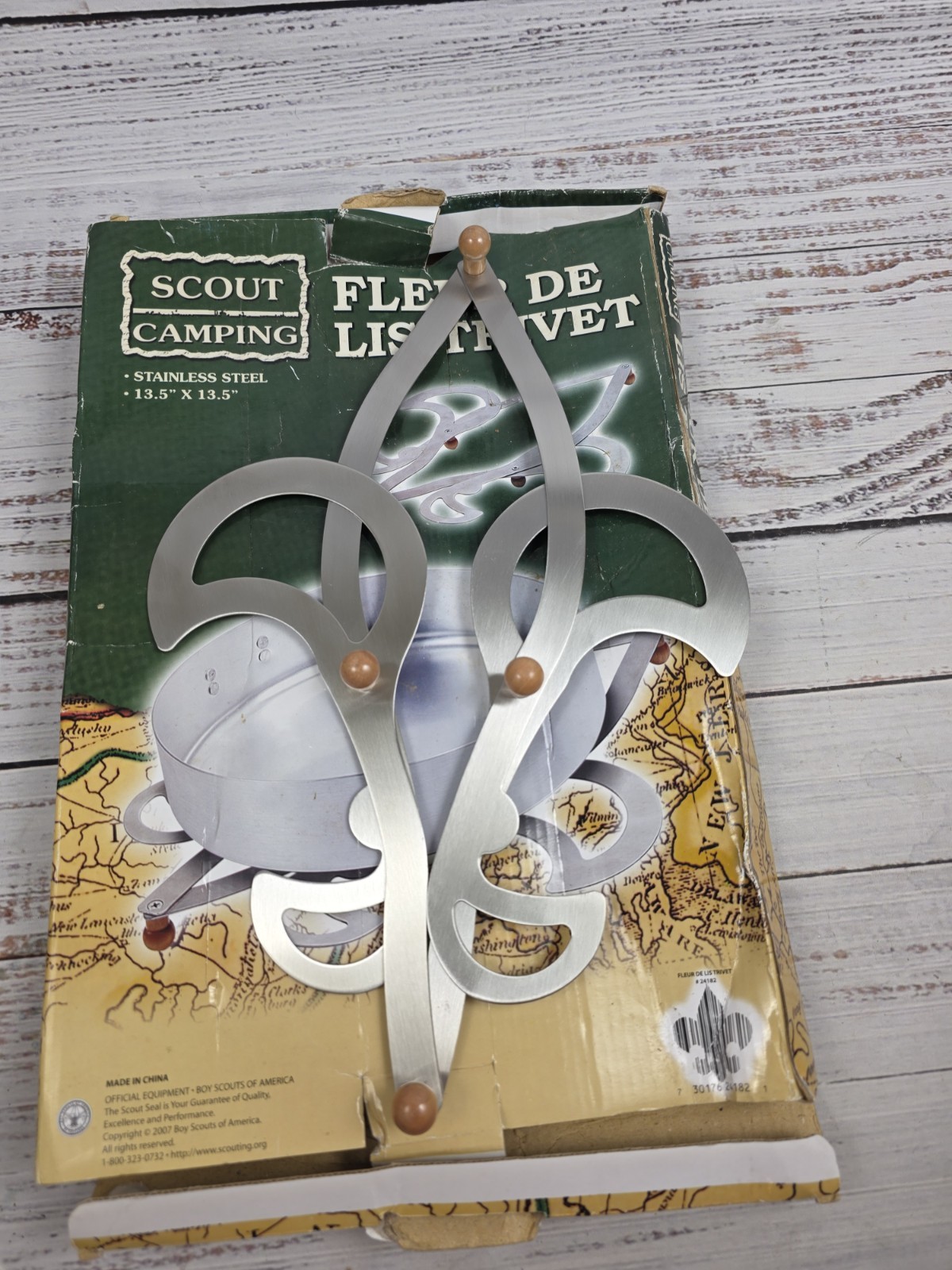 Scout Camping Stainless Steel Fleur De Lis Trivet / AK 2007