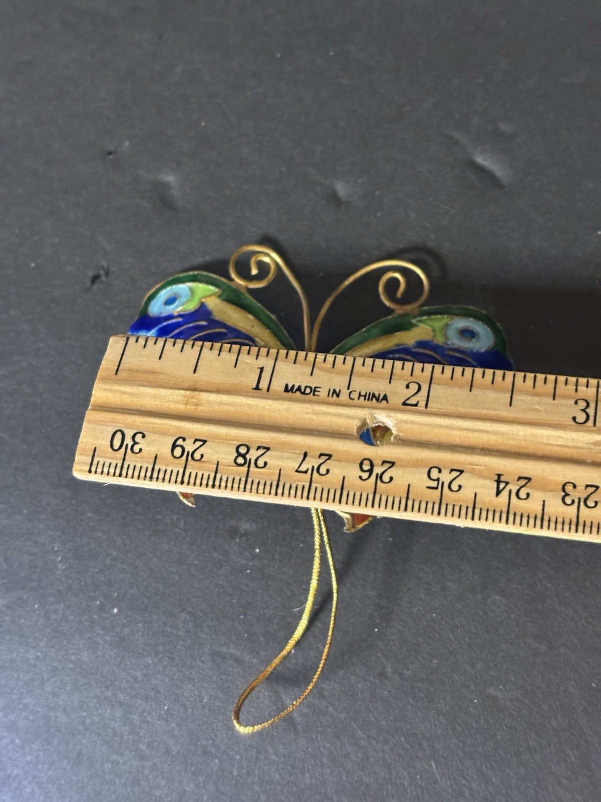 Vintage Cloisonné Enamel Metal Butterfly Ornament Decor