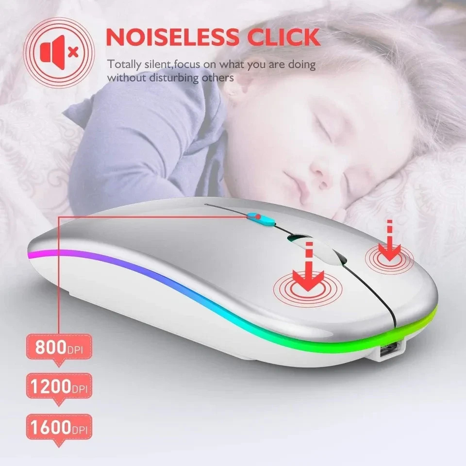 Wireless Bluetooth Mouse for MacBook (Bluetooth 5.2/3.0 and 2.4GHz USB type C )