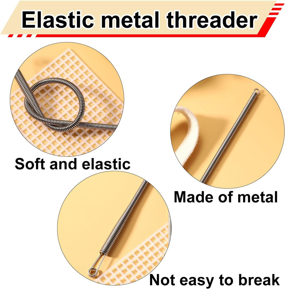 2pcs Drawstring Threader Tool, Metal Spring Threader Drawstring Tool Flexible El