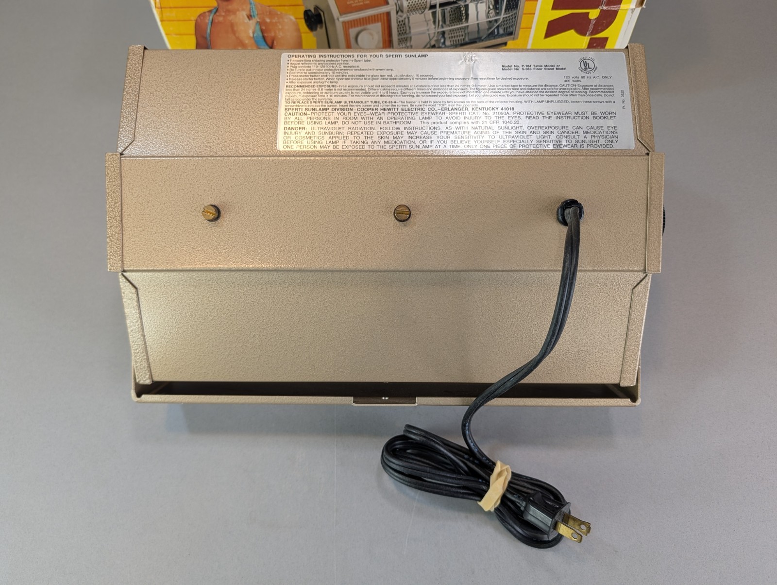 Vintage Sperti The Complete Sunlamp San Remo Model P-164 w/ Bulb!