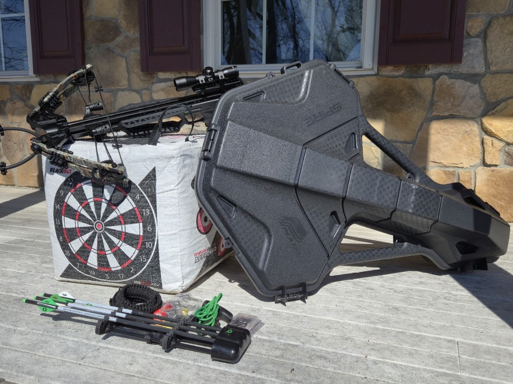 Centerpoint Sniper XT390 crossbow, case, target, & accessories