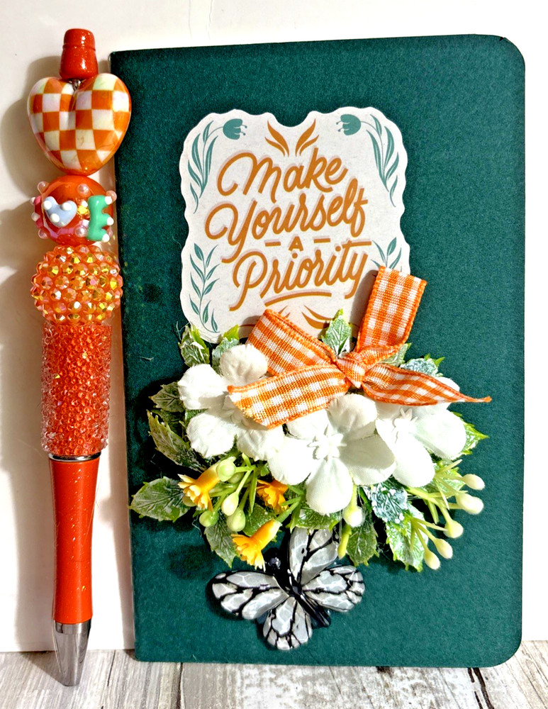 HANDCRAFTED BEADED PEN & NOTE PAD SET -MAKE YOURSELF PRIORTY
