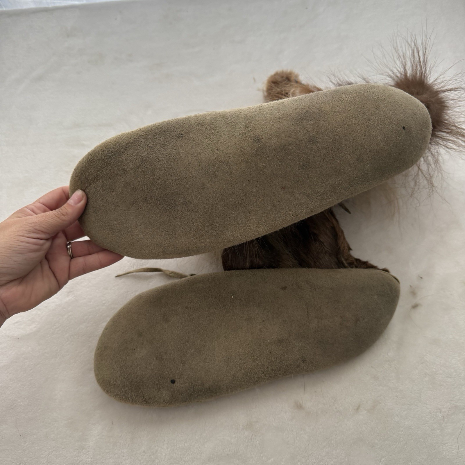 Catherina Attla Handmade Mukluks 1970s Koyukon Elder Real Fur Authentic Rare