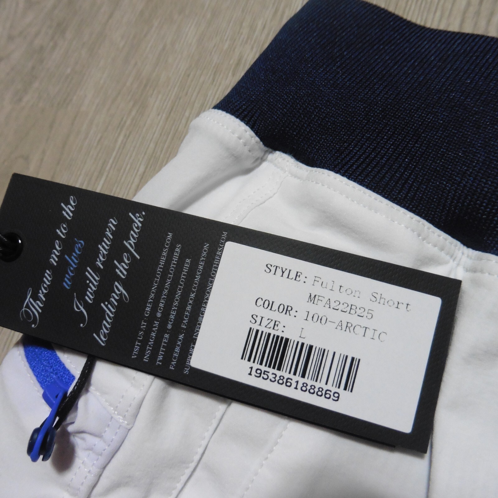 GREYSON Mens L LARGE FULTON SHORTS ARCTIC WHITE BLUE LINED 9" NYLON GOLF WORKOUT