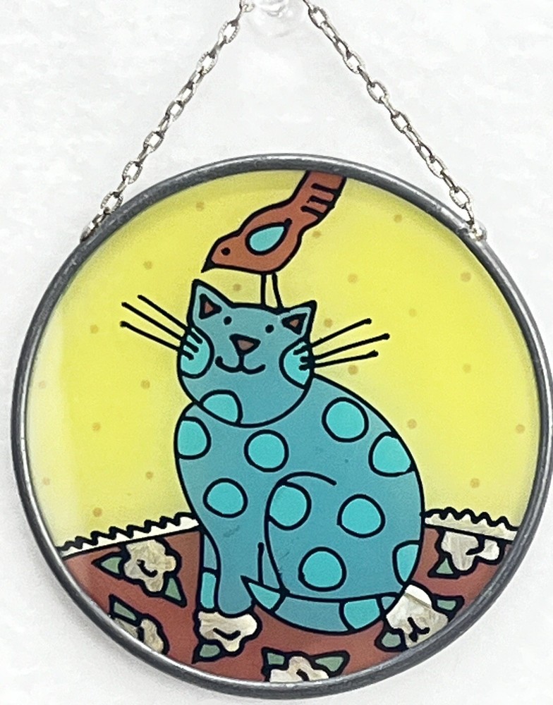 Kitty & Bird Round Sun Catcher Window Hanger