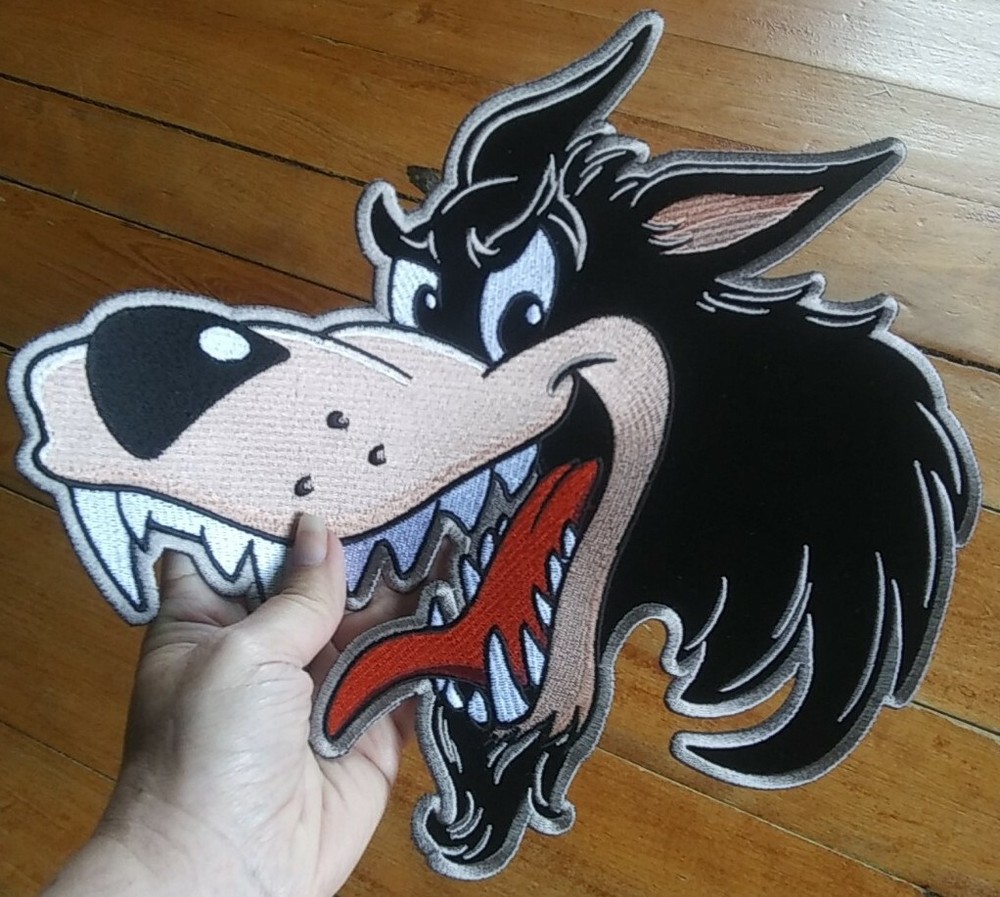 Large Embroidered Back Patch - Lone Wolf Biker Vest Jacket Iron On Patch