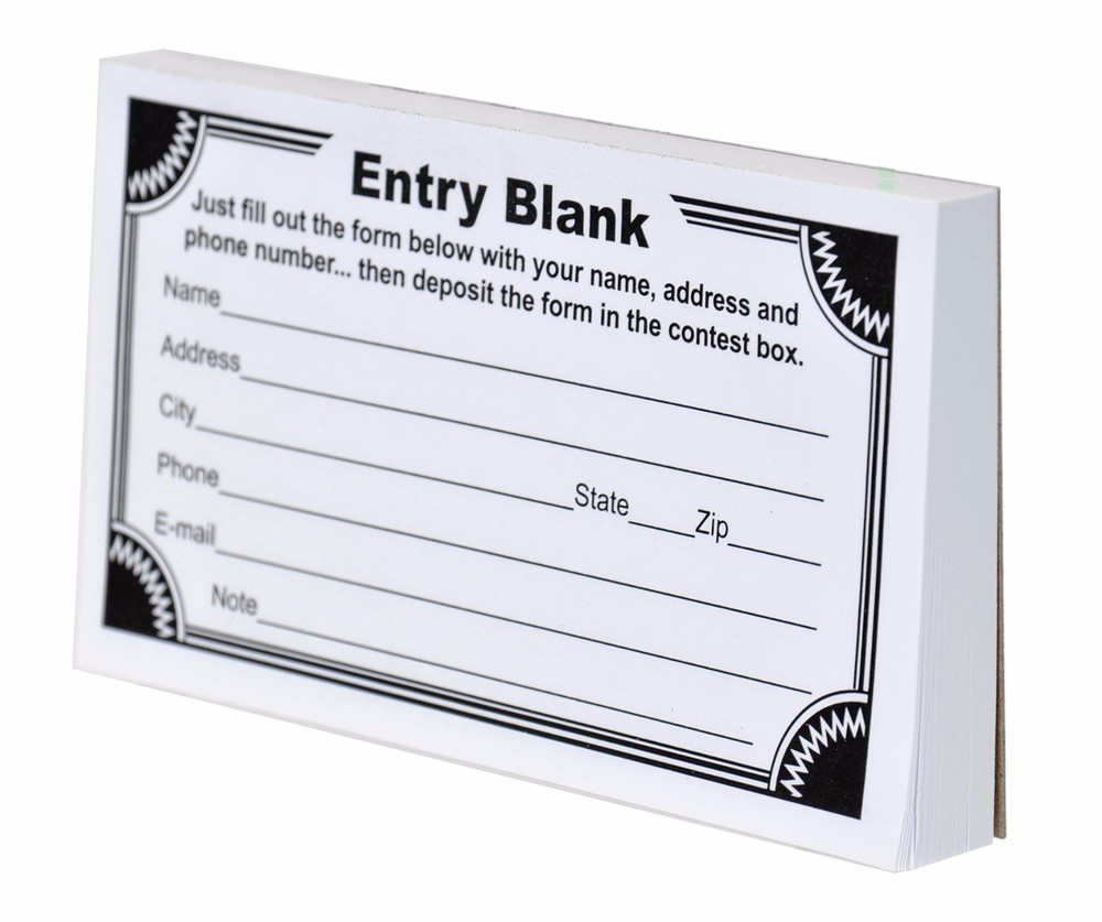 Contest Entry Forms, 100 Forms Per Pad