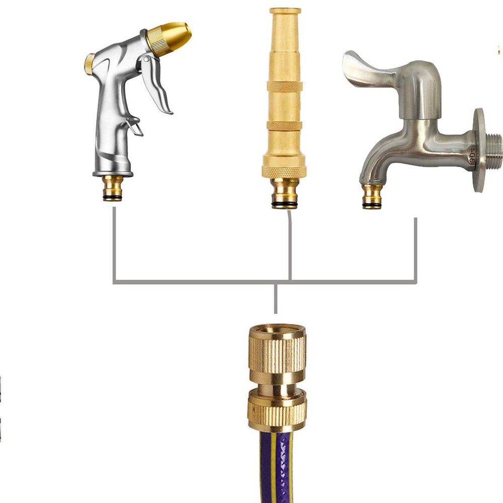 Garden Hose Quick Connectors, Solid Brass 3/4 inch GHT Thread Easy Connect Fi...