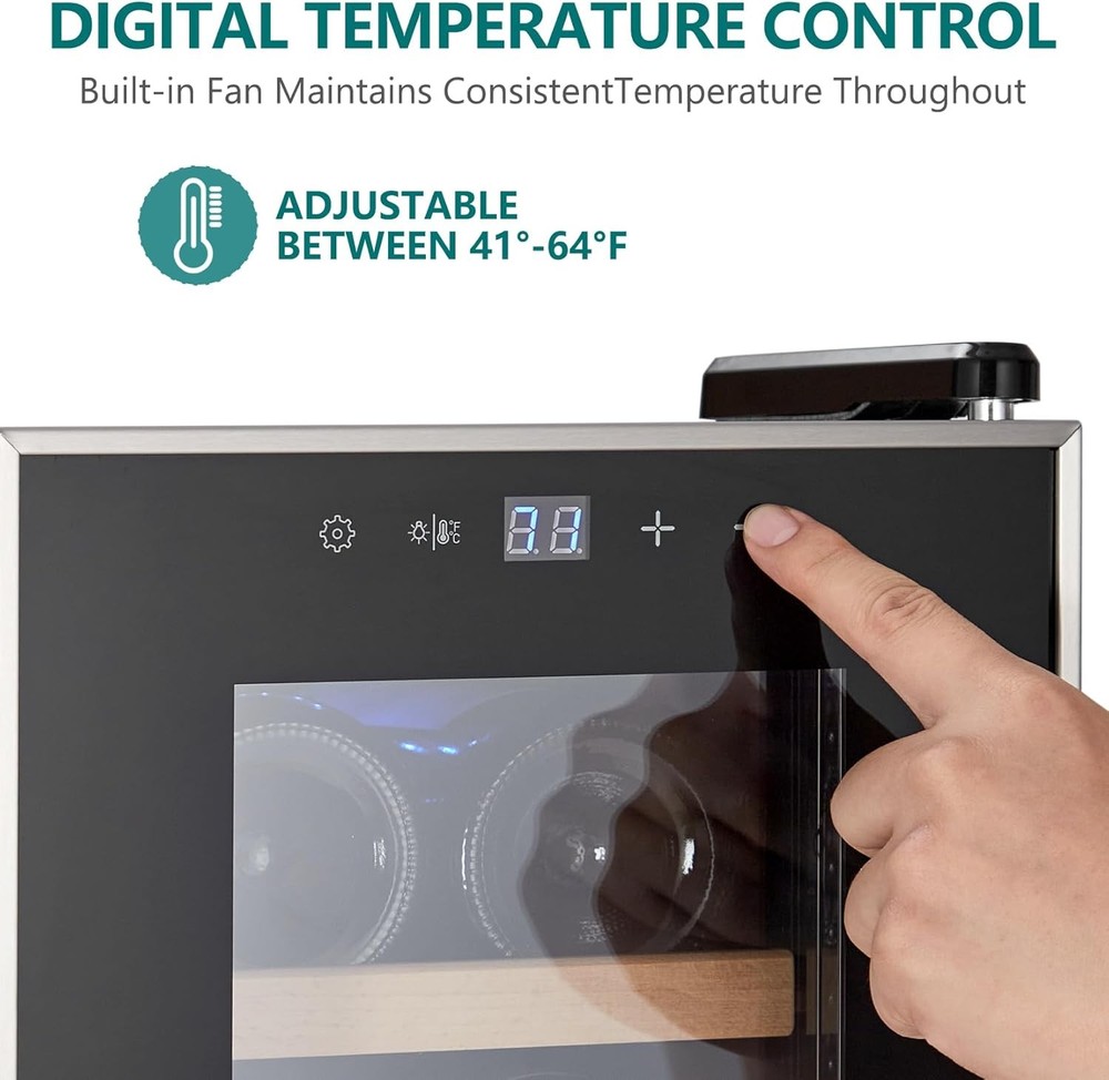 14 Bottle Wine Cooler Cellar Fridge Single Zone Adjustable Temp Control