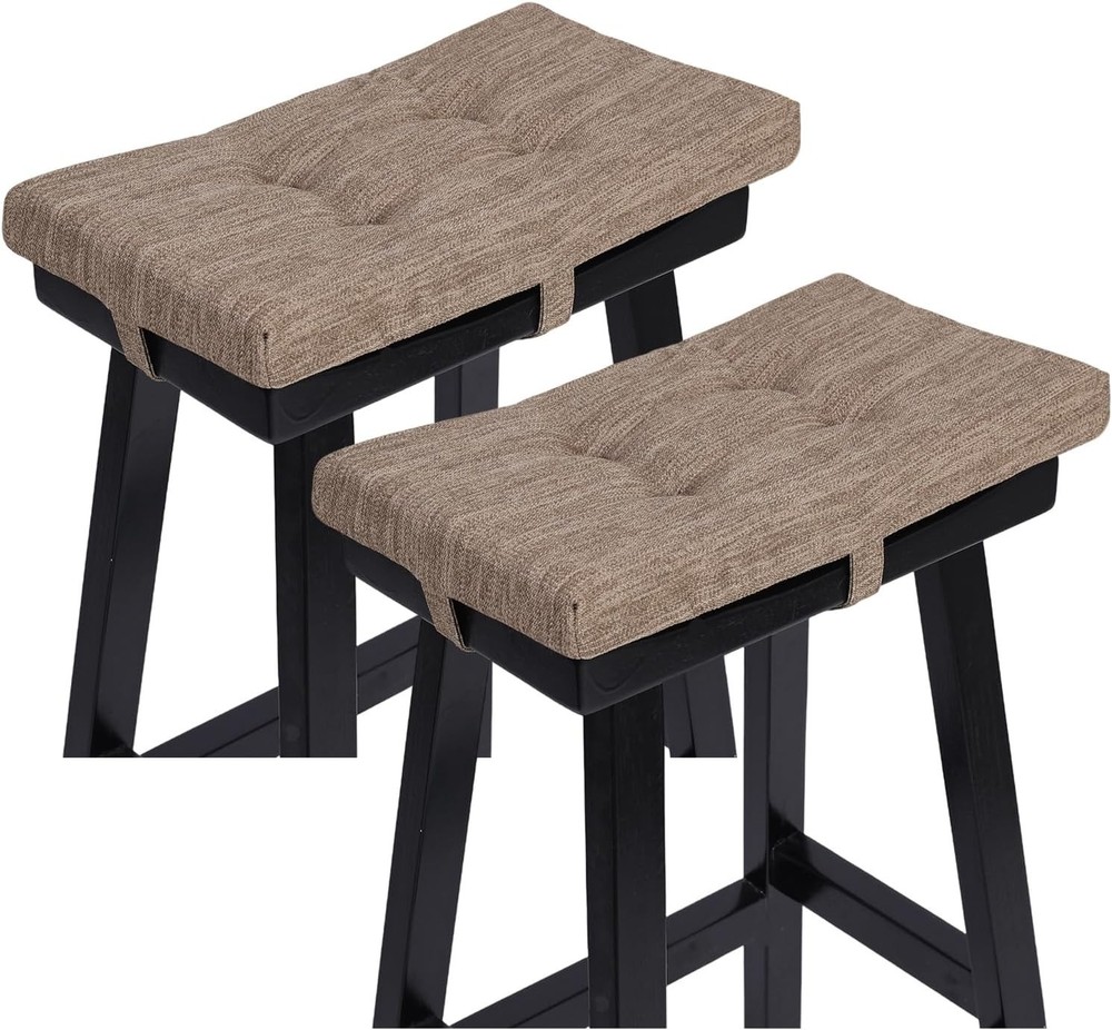 Set of 2 Memory Foam Stool Cushion Rectangular Dual-Layer Design Saddle Stool