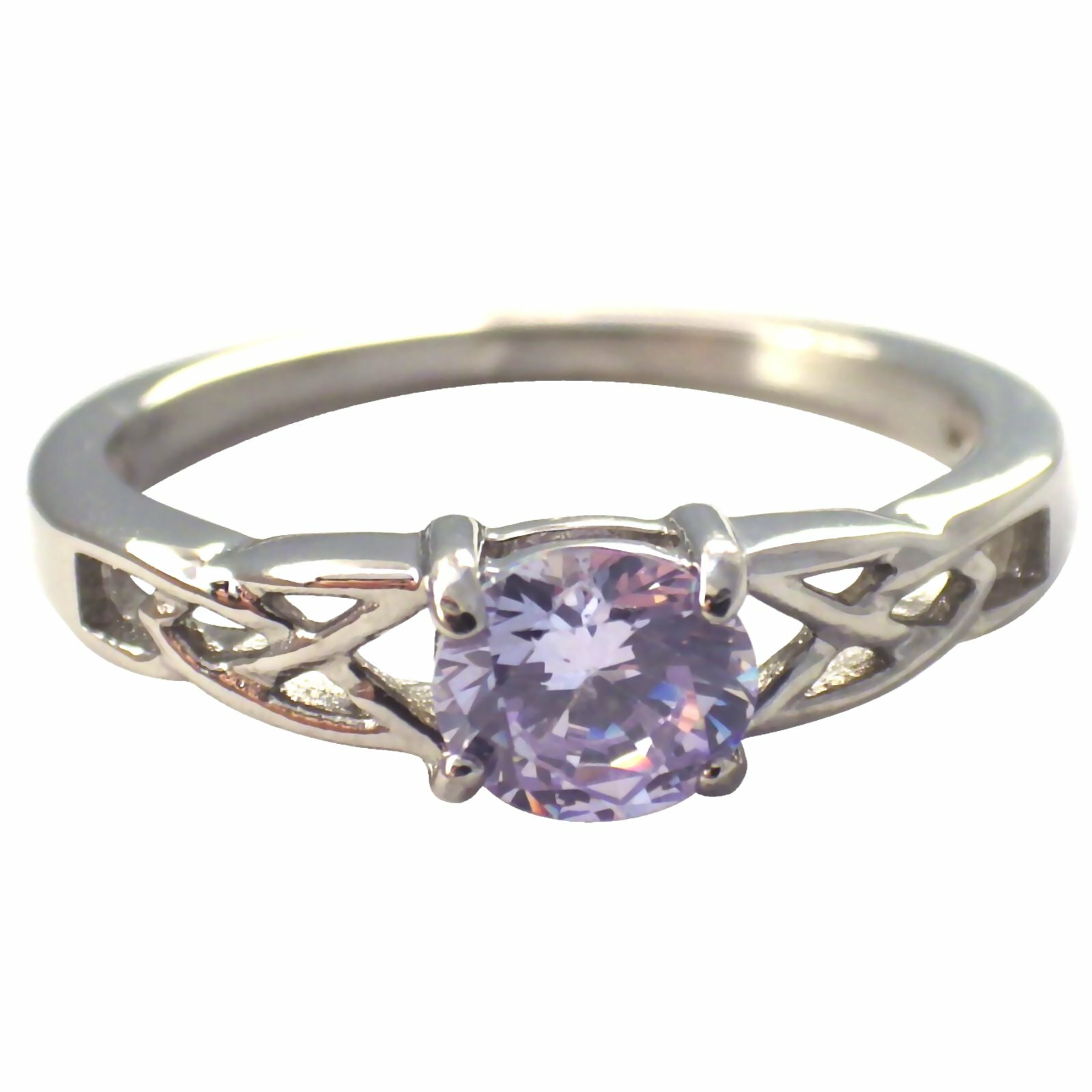 Celtic June Birthstone Ring Purple Cubic Zirconia Handfasting Engagement Band