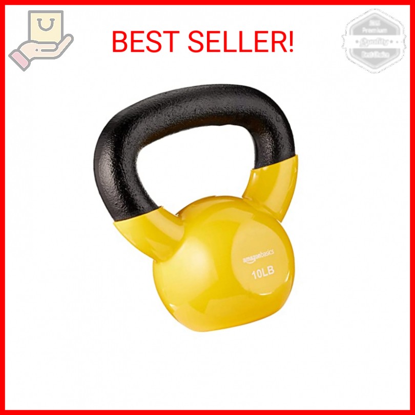Amazon Basics Vinyl Kettlebell, 10 Pounds, Light Orange