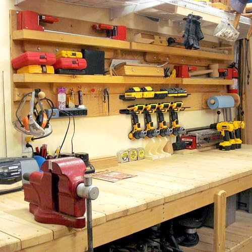 Wall Mounted Drill Rack & Tool Shelf, Power Power Tool Holder & Battery Shelf
